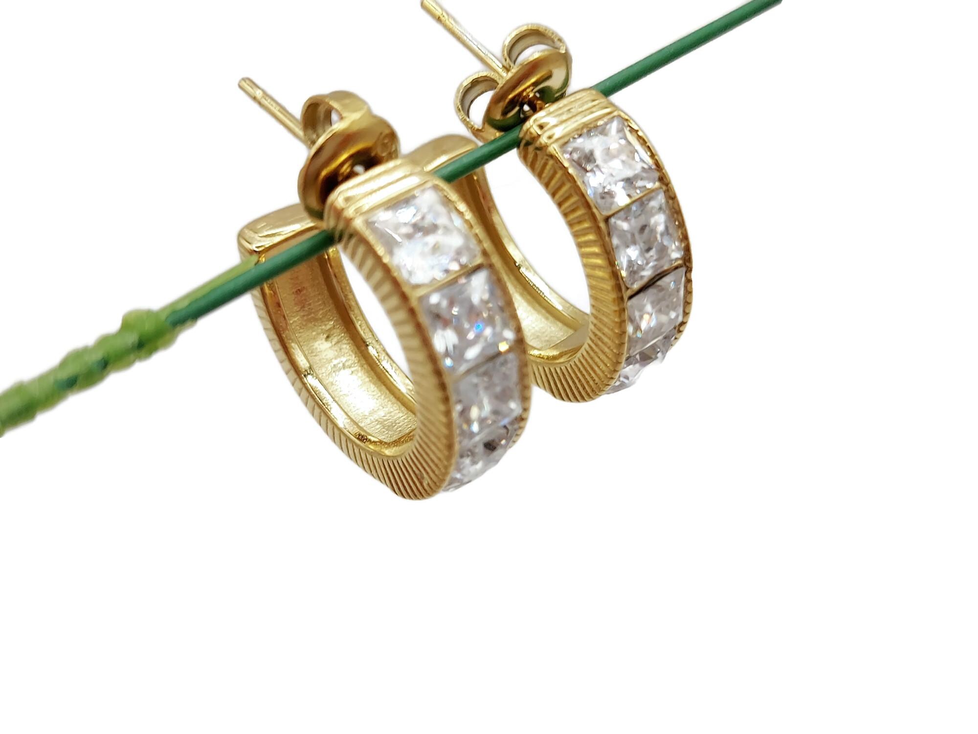 Orecchini A Cerchio Larghi Oro Con Zirconia Cubica: Geometrici E Ipoallergenici, Diametro 18mm