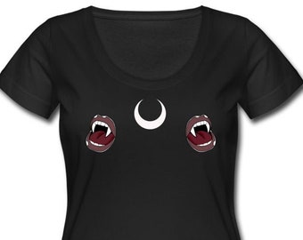 Vampire Moonchild fitted cotton tee with scoop neck