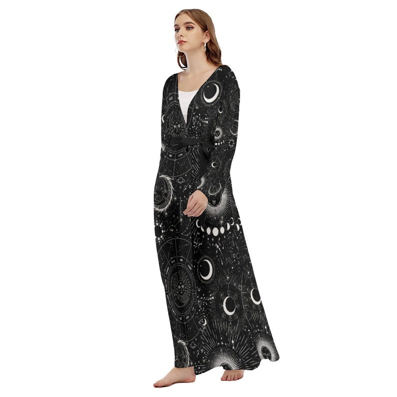 Astrology Zodiac Kimono Silky Long Robe Cardigan Astrology Kaftan for a teacher Witchy Beach BOHO fashion Bohemian gift image 3