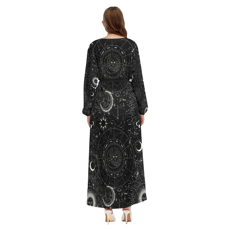 Astrology Zodiac Kimono Silky Long Robe Cardigan Astrology Kaftan for a teacher Witchy Beach BOHO fashion Bohemian gift image 4