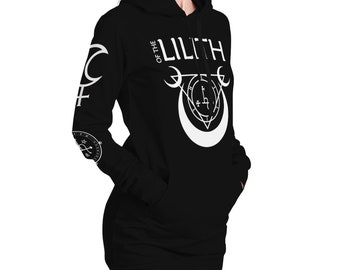 LILITH witchy longline hoodie tunic with large sigils