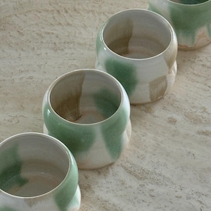 Handmade Mug in sage green and earthy brown | Custom Cup | Cute Coffee or Tea Ceramic Mug