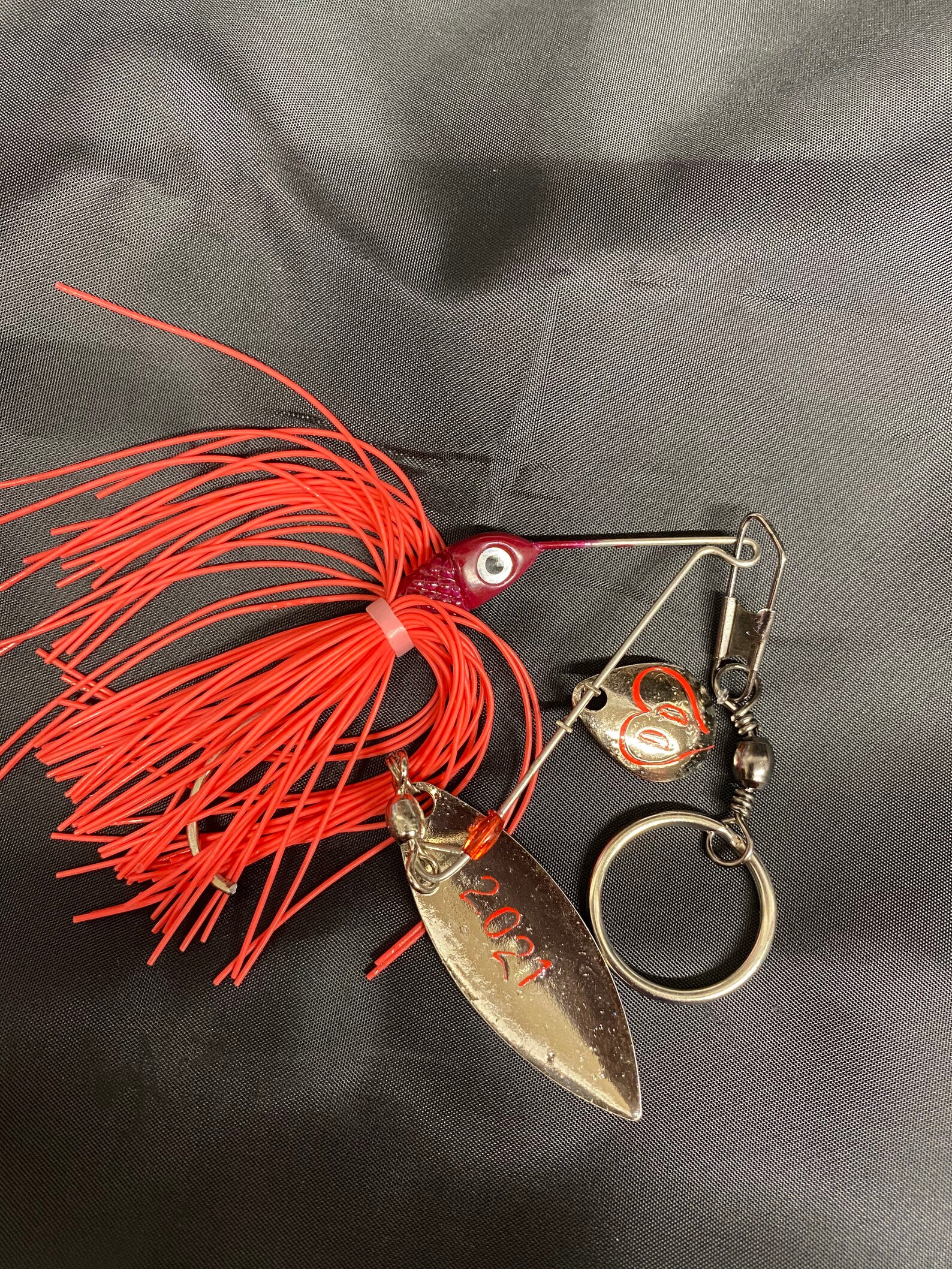 Red and White spinner bait 1 Catch keychain for Valentines Etsy