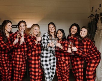 Bridesmaid Flannel PJ, Bridesmaid Flannels, Flannel Shirt, Wedding Flannels, Set of Bridesmaid Pajamas, Flannel PJ Bridal, Holiday PJs