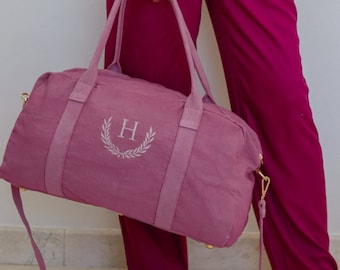 Personalized Canvas Weekender Bag: Bridesmaid Proposal Gift, Leather Accents