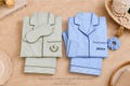 100% Cotton Seersucker Pajama Set with Scrunchie or Sleep Mask, Personalized PJs, Matching Couple Pajamas, Bride Pajamas, Bridesmaid Pajamas