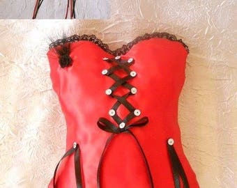 Red and black corset pillow