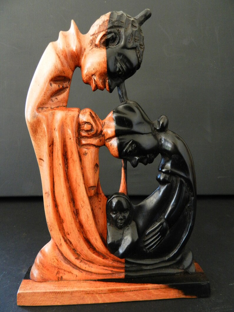 19 cm 7.48 inch Luxury scene crib nativity scene of Holy Family Nativity in ebony Ghana devotion Jesus Joseph Marie cubist Abstract Art