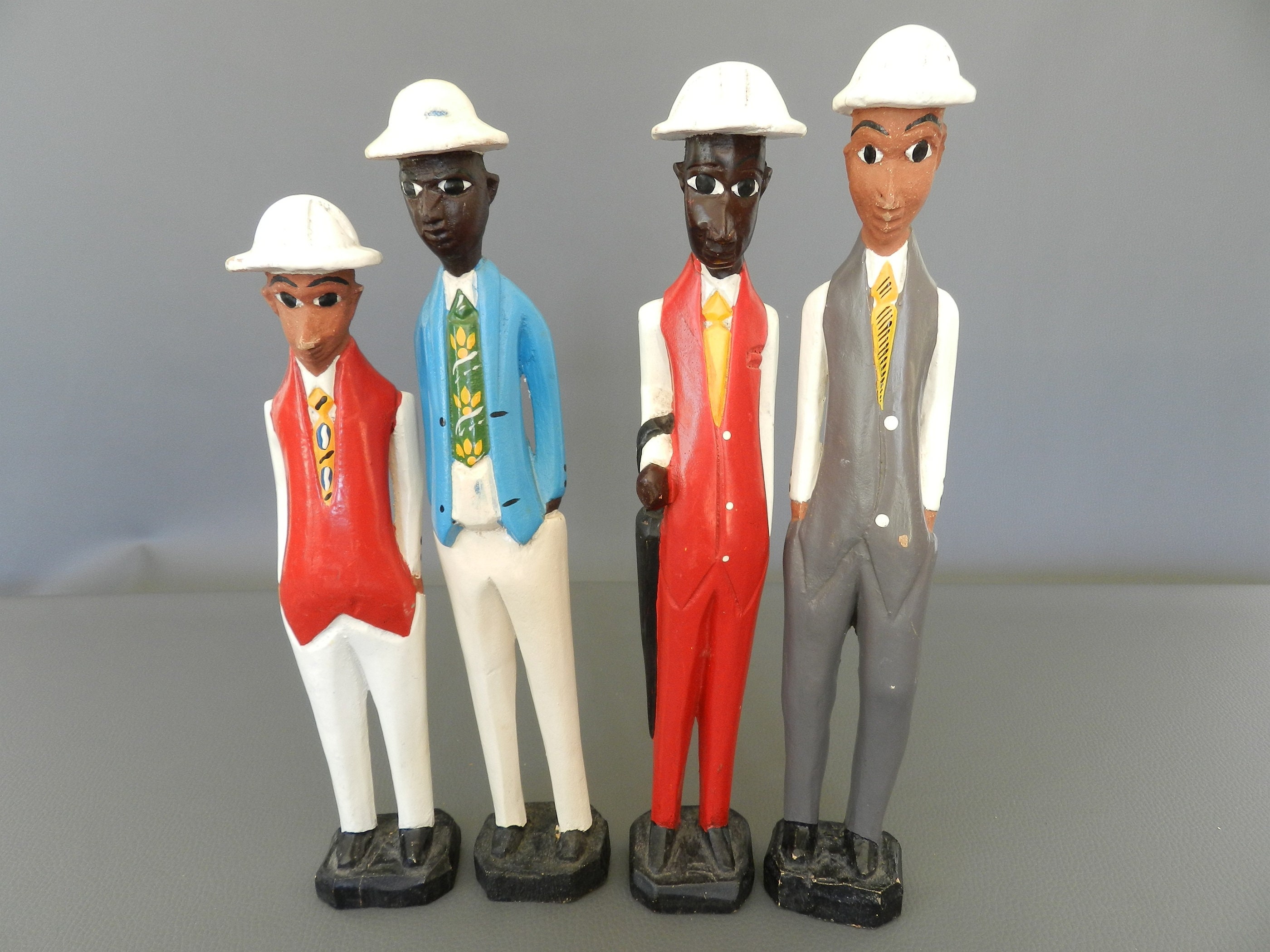 African Colon Statue Painted Wood Sculpture, Colon Coat Sculpture ...