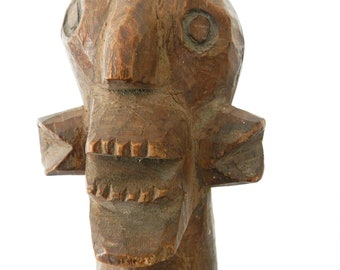 Antique statue cubisme Chamba Yoruba Bois, Sculpture campée sur jambe, l'art qui a inspiré Picasso, Africain, montée Sur socle, 34 cm 13.39"