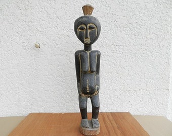 Ashanti Fertility Doll, Abron Wooden Statue of Ghana and Ivory Coast, African Art, Museum Art, 66 cm (25.98 Inch) Height