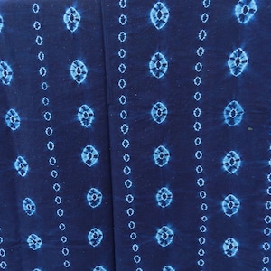 Antic beau Tissu indigo bleu de Guinée, tie and dye bazin riche, Adire coton, bazin teinté Pagne Africain, 145cm 57.09, Lamaisonrafacia G-03-A-160/115cm