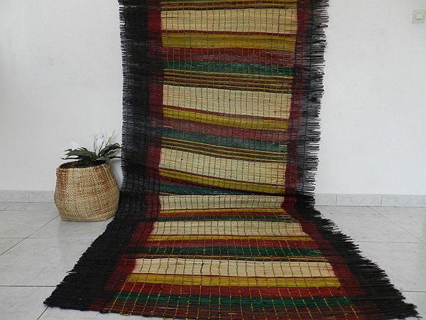 Tapis de Sol Africain, Natte Vintage, Africaine Tressée à La Main, Jonc et Raphia, Tapis Bébé Nature