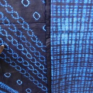 Antic beau Tissu indigo bleu de Guinée, tie and dye bazin riche, Adire coton, bazin teinté Pagne Africain, 145cm 57.09, Lamaisonrafacia image 4