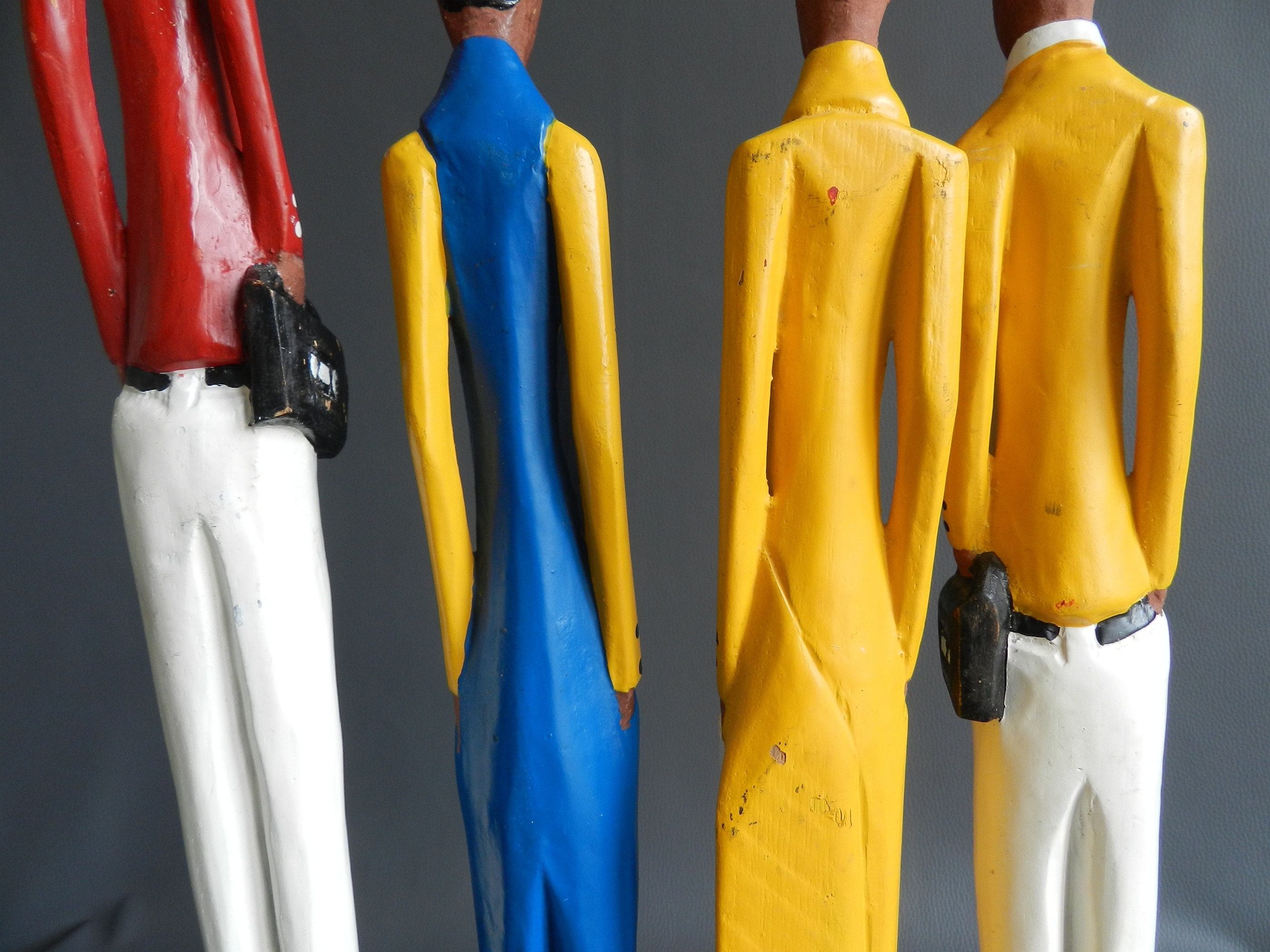 木製コロン彫刻 50 cm 19.69インチ アフリカのコロン像、塗装木製置物