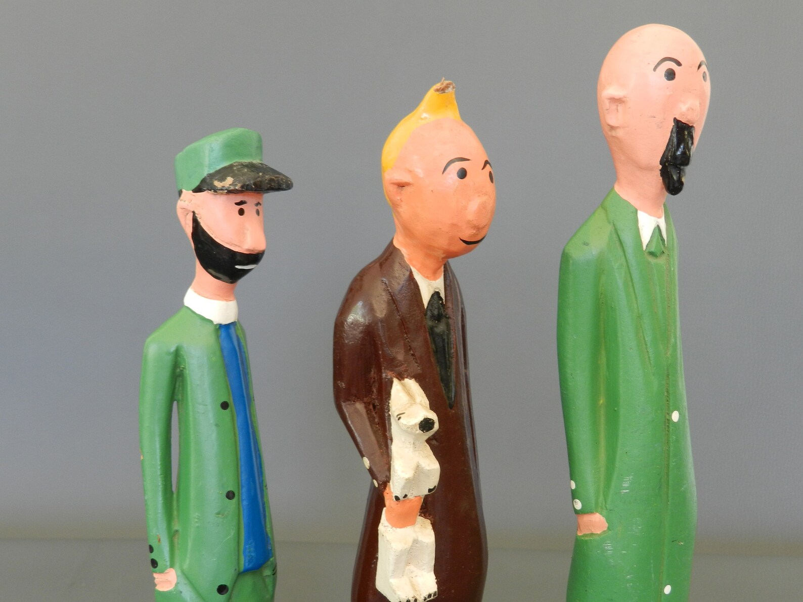 Grande Statue Ancienne En Bois Tintin - Hauteur 50cm, Présentoir Vintage