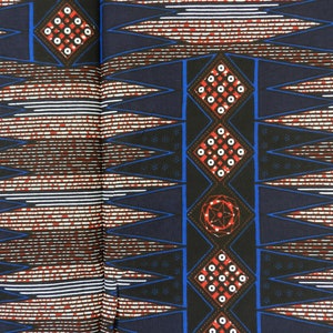 African wax fabric Ankara flower, blue, orange, ocher, red, African loincloth wax fabric, printed cotton fabric, YARD or WHOSALE, Old-Pattern