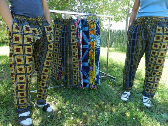 Unisex Pants in African Wax Fabric, Loose African Pants for Men