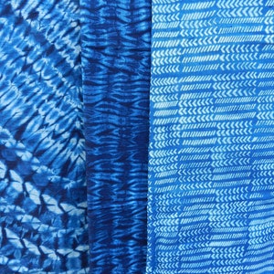 Indigo blue fabric, large width coupon from Guinea, tie and dye cotton linen 3m by 155cm 118 by 61 Adire, line pattern, dyed African loincloth image 6