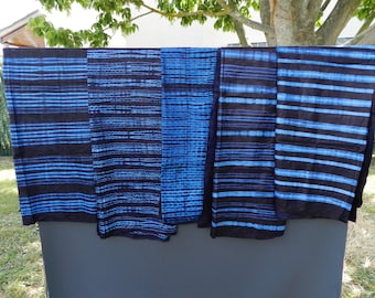 Blue Indigo Fabric From Guinea, Tie and Dye Bazin, Adire, in