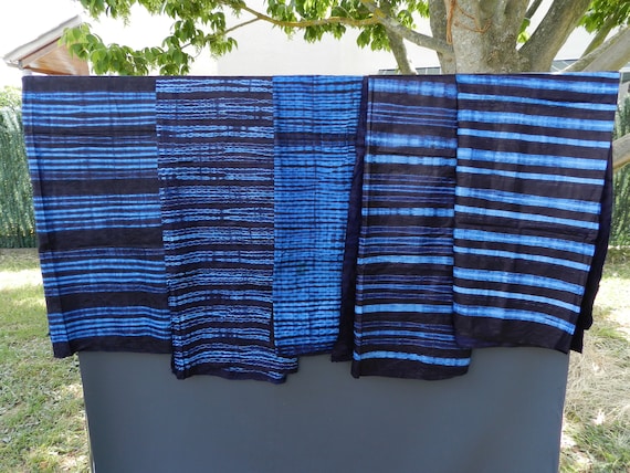 Blue Indigo Fabric From Guinea, Tie and Dye Bazin, Adire, in