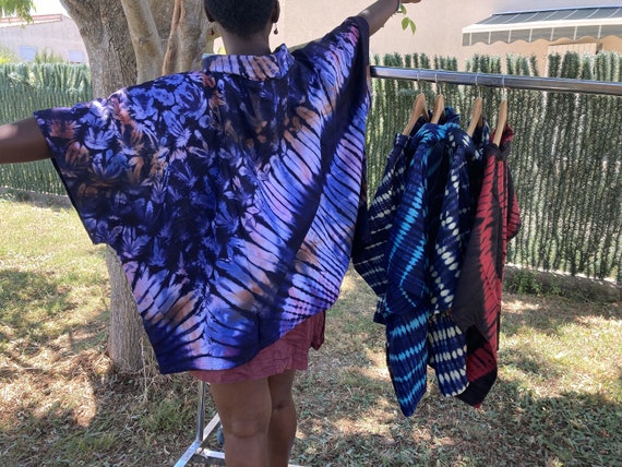 Top oval tunique ample tie and dye taille unique S XXL poche