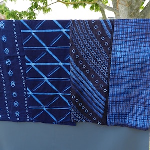 Antic beau Tissu indigo bleu de Guinée, tie and dye bazin riche, Adire coton, bazin teinté Pagne Africain, 145cm 57.09, Lamaisonrafacia image 1