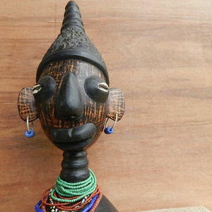 Masque africain Baoulélé art primitif africain en porte stylo original cadeau image 2