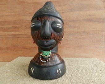 Masque africain Yoruba "Cabiessi" détourné en fourniture de bureau art primitif