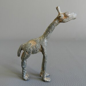 Antic Giraffe Ashanti Gold Weighing Weight, Authentic Black Patina Giraffe Weighs Gold, Proverb Weight Ghana Gold Weights, African Art 4.72&quot;