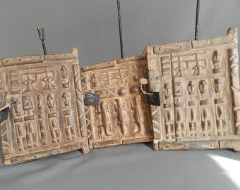 Antic Porte Dogon du Mali grenier en bois Art Africain, sculpture masque, Art Africa Primitif, Objet Afrique, 30 cm 11.81" Lamaisonrafacia