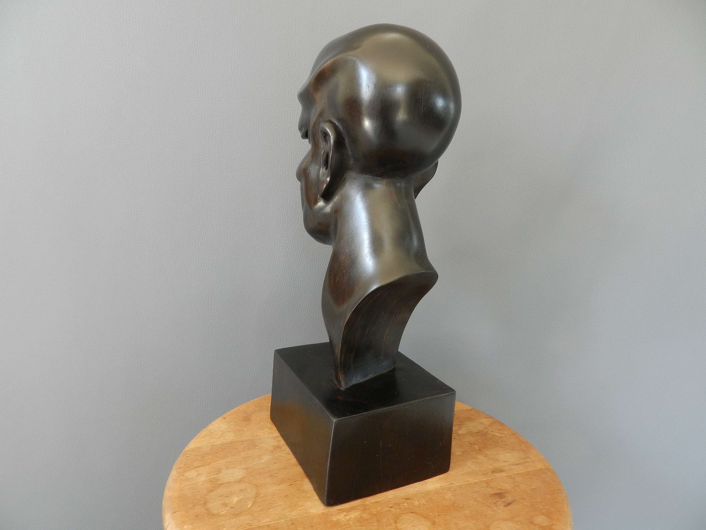 木彫り 黒人頭部置物 約18cm オブジェ 木彫り 黒人頭部置物 約18cm オブジェ 彫刻・オブジェ