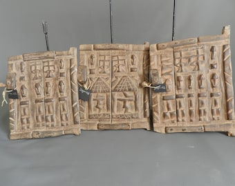 Porte Dogon en bois Mali Art Africain, grenier du Mali en bois ébène, sculpture masque, Art Africa Primitif, Objet Afrique, 30 cm 11.81 inch