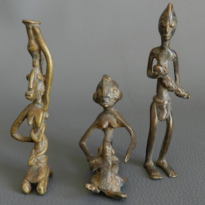 Weight Gold mother and child Sculpture Bronze Ife, Yoruba Nigeria, Bronze Ashanti Ghana, Luxury Vintage Decor, African Art 11 cm 4.33 inch