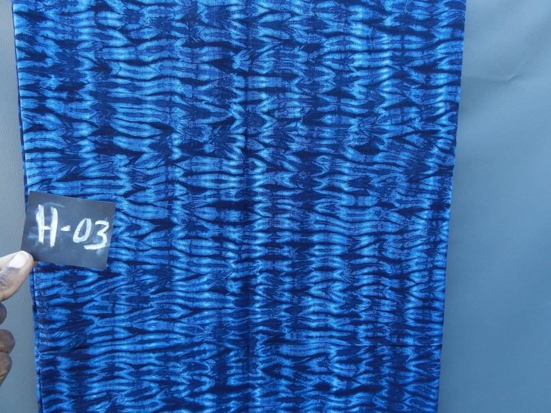 Indigo blue fabric, large width coupon from Guinea, tie and dye cotton linen 3m by 155cm 118 by 61 Adire, line pattern, dyed African loincloth H-03--256/138cm