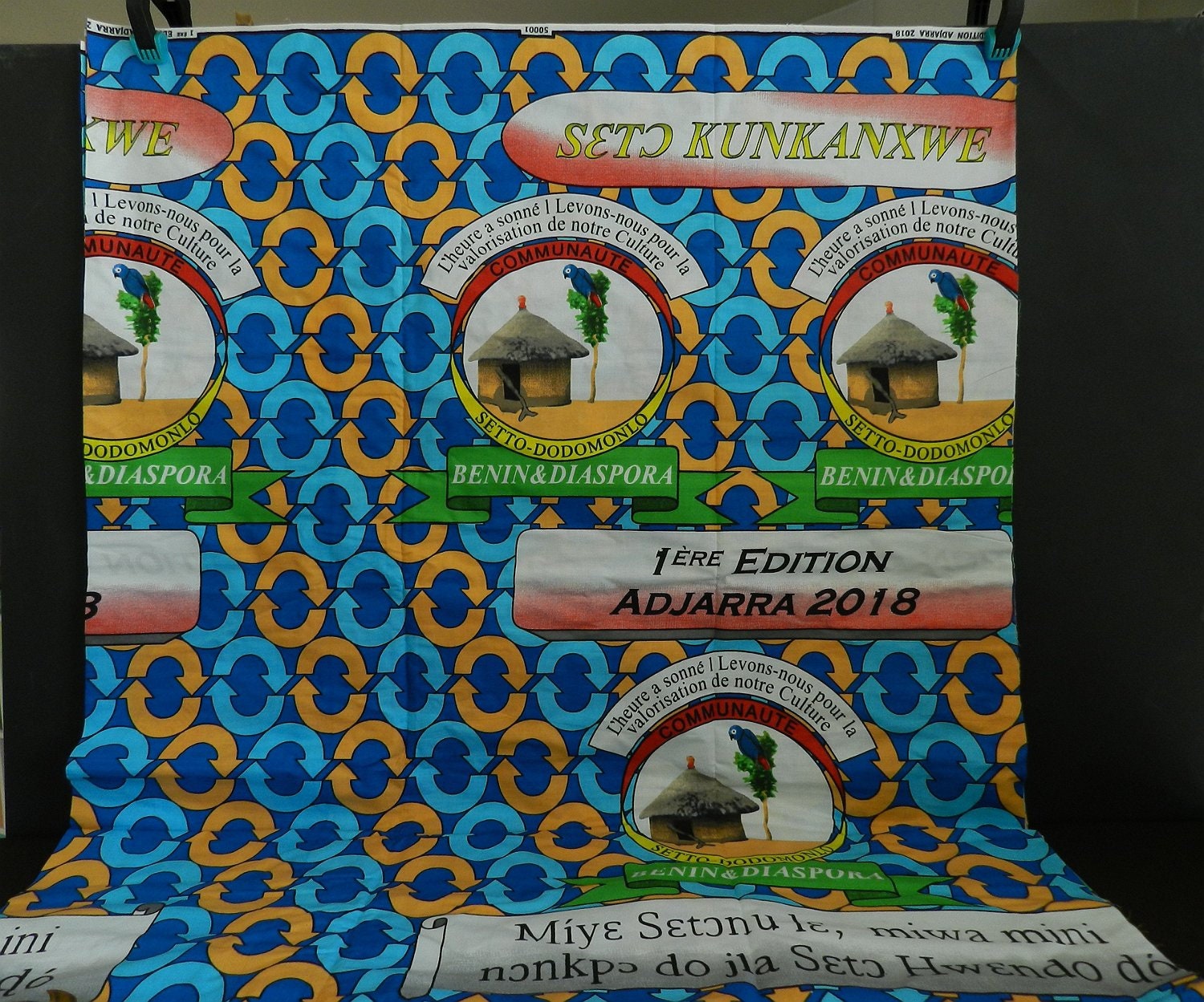 Tissu de Vodoun La Fête Au Bénin 10 Janvier, Tissu Vaudou Anniversaire Adjarra, Art Africain, 180 cm