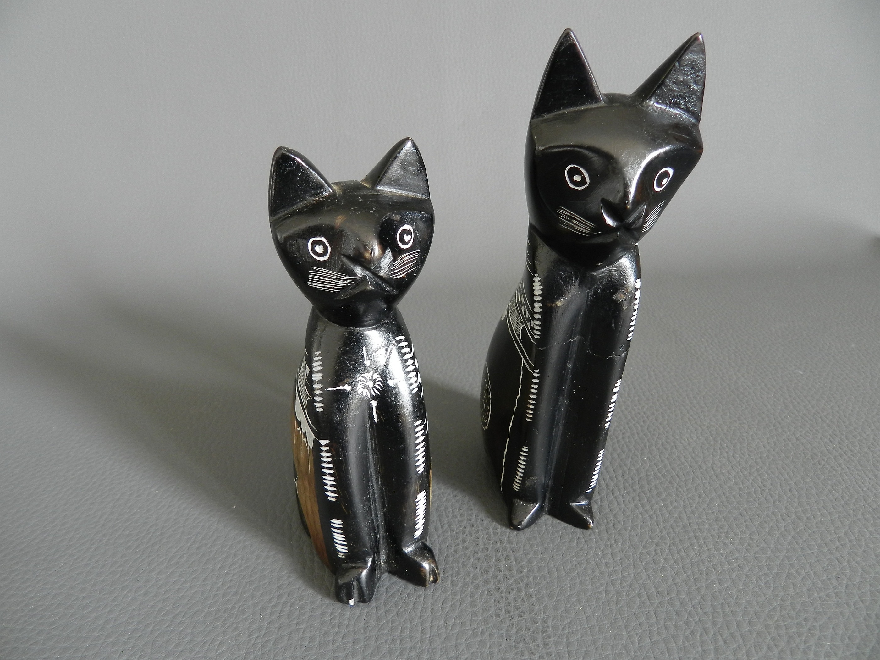 Sculpture Décorative En Pierre De Chat Noir - Statue Design Pour Intérieur