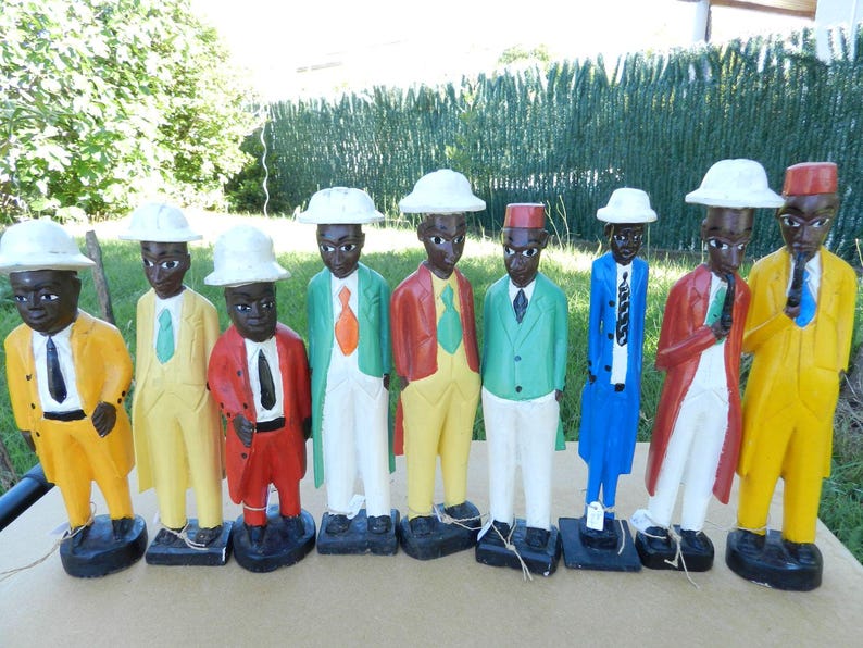 African Colon Sculpture in Painted Wood, Colon Coat Statue, Colon ...