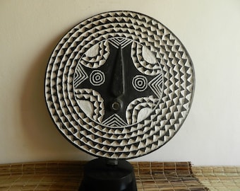 Black Wood Bwa Sun Mask, Black African Bobo Mask 62 cm 24.41 inch, Contemporary Design Mask, Burkina Mask, African Art