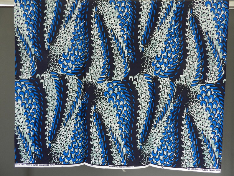 African wax fabric Ankara flower, blue, orange, ocher, red, African loincloth wax fabric, printed cotton fabric, YARD or WHOSALE, image 3