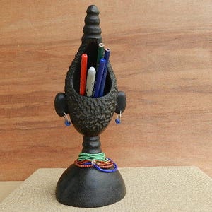 Masque africain Baoulélé art primitif africain en porte stylo original cadeau image 4