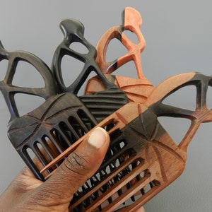 Sculptor The Thinker, brown African Comb The Thinker, Luxury Ebony Wood, African Art, Black