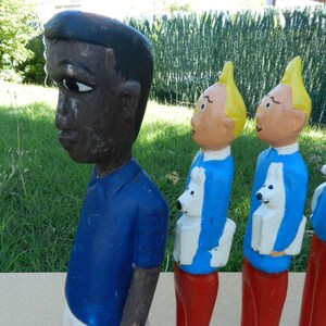 Escultura de Tintín, Milu el perro, madera pintada, La Casa Rafacia, figura de Tintín Dupont, Art Africa, madera natural, decoración, 30 cm (11,81"). imagen 16