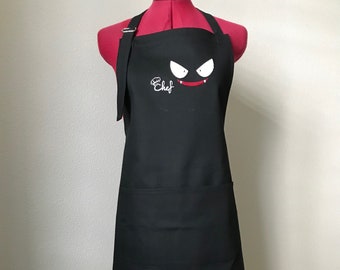 12 Colors Embroidered Gastly inspired apron with pockets; Kitchen Apron for Women & Me