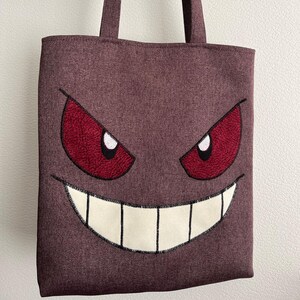 Gengar inspirierte Einkaufstasche, Markttasche, handgemachte Einkaufstasche, umweltfreundliche Einkaufstasche