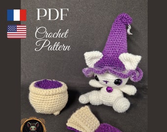 Crochet Pattern PDF – Sunamoon the Witchy Kitten – FR & US Terms