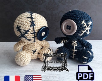 Crochet Pattern PDF – Mini Voodoo Dolls Amigurumi – FR & US Terms