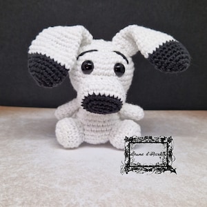 Crochet Dog Plush – Black and White Amigurumi Dog – Small Handmade Puppy – Cute Gift Idea