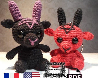 Crochet Pattern PDF – Baphomet Amigurumi Plush – Cute Gothic Demon – FR & US Terms