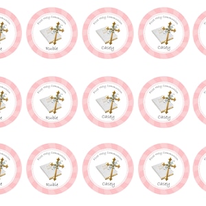 Rosa Erstkommunion Cupcake Icing Oblatenkarte oder Oblaten Deko